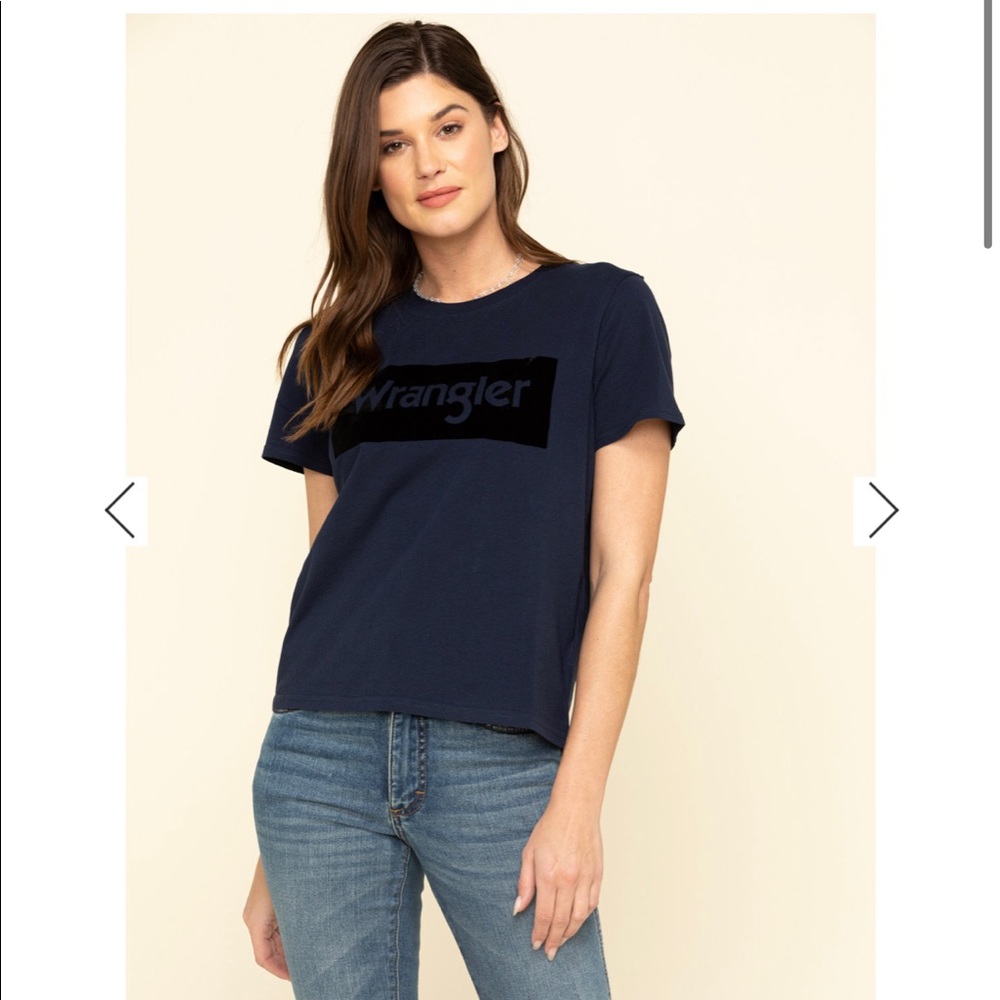 Wrangler navy block logo t